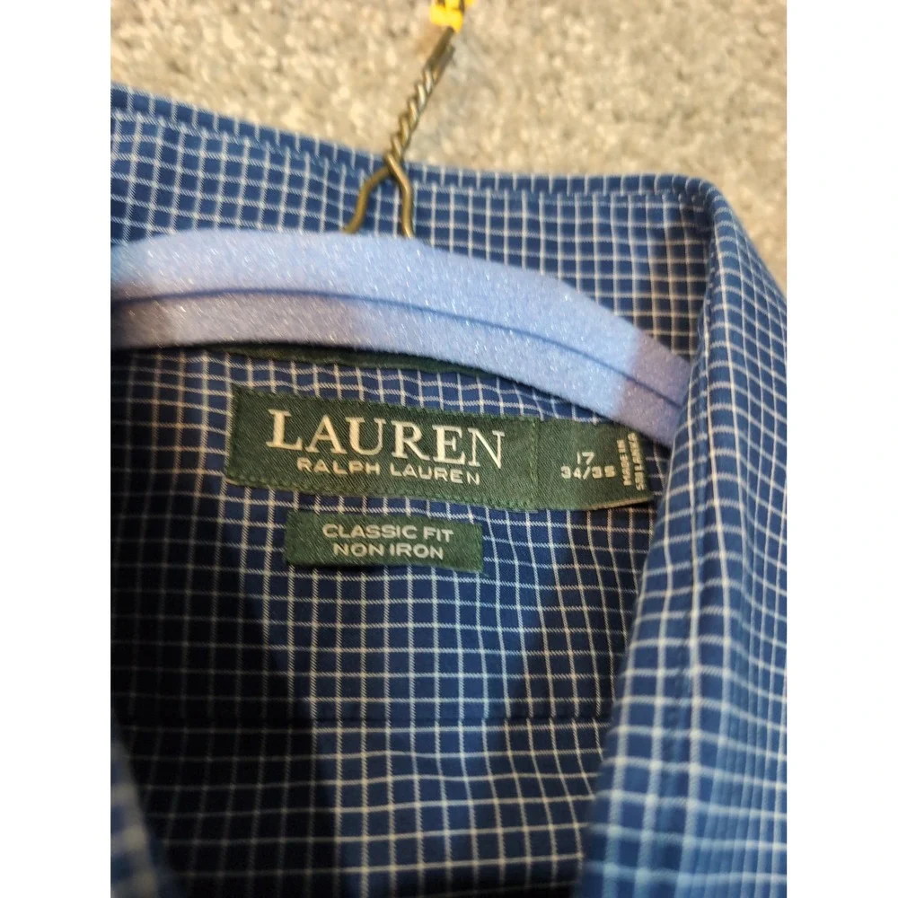 Lauren Ralph Lauren Men Classic Fit Non Iron Blue Gingham Dress Shirt‎ 17 34 35